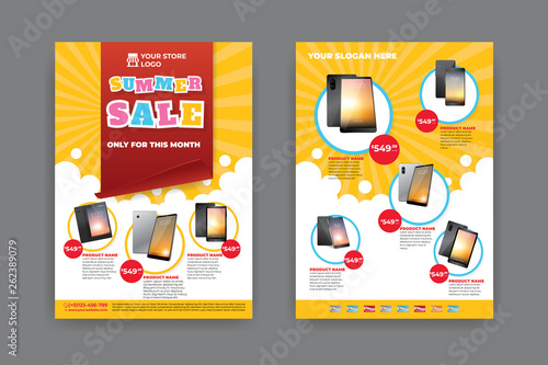 2 sides flyer template for Summer Sale Promotion