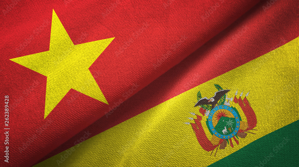 Vietnam and Bolivia two flags textile cloth, fabric texture Vietnam and Bolivia two flags textile cloth, fabric texture