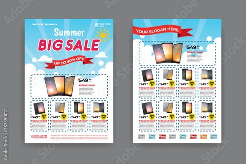 2 sides flyer template for Summer Sale Promotion