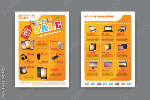 2 sides flyer template for Summer Sale Promotion
