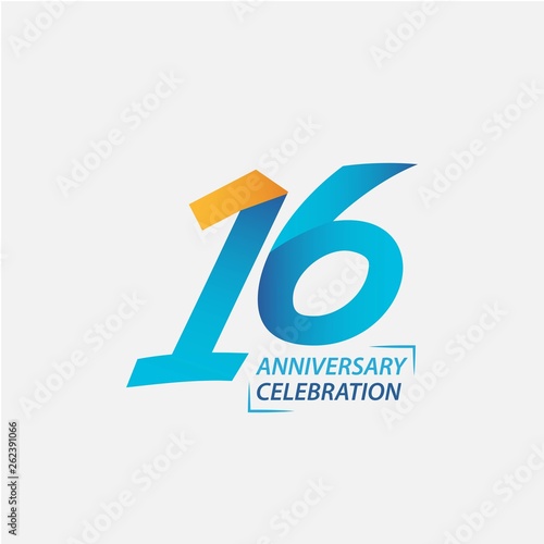 16 Year Anniversary Celebration Vector Template Design Illustration