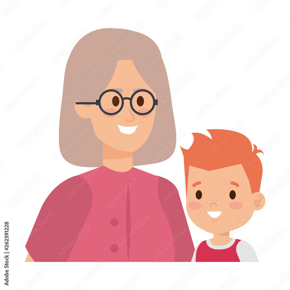cute grandmother with grandson