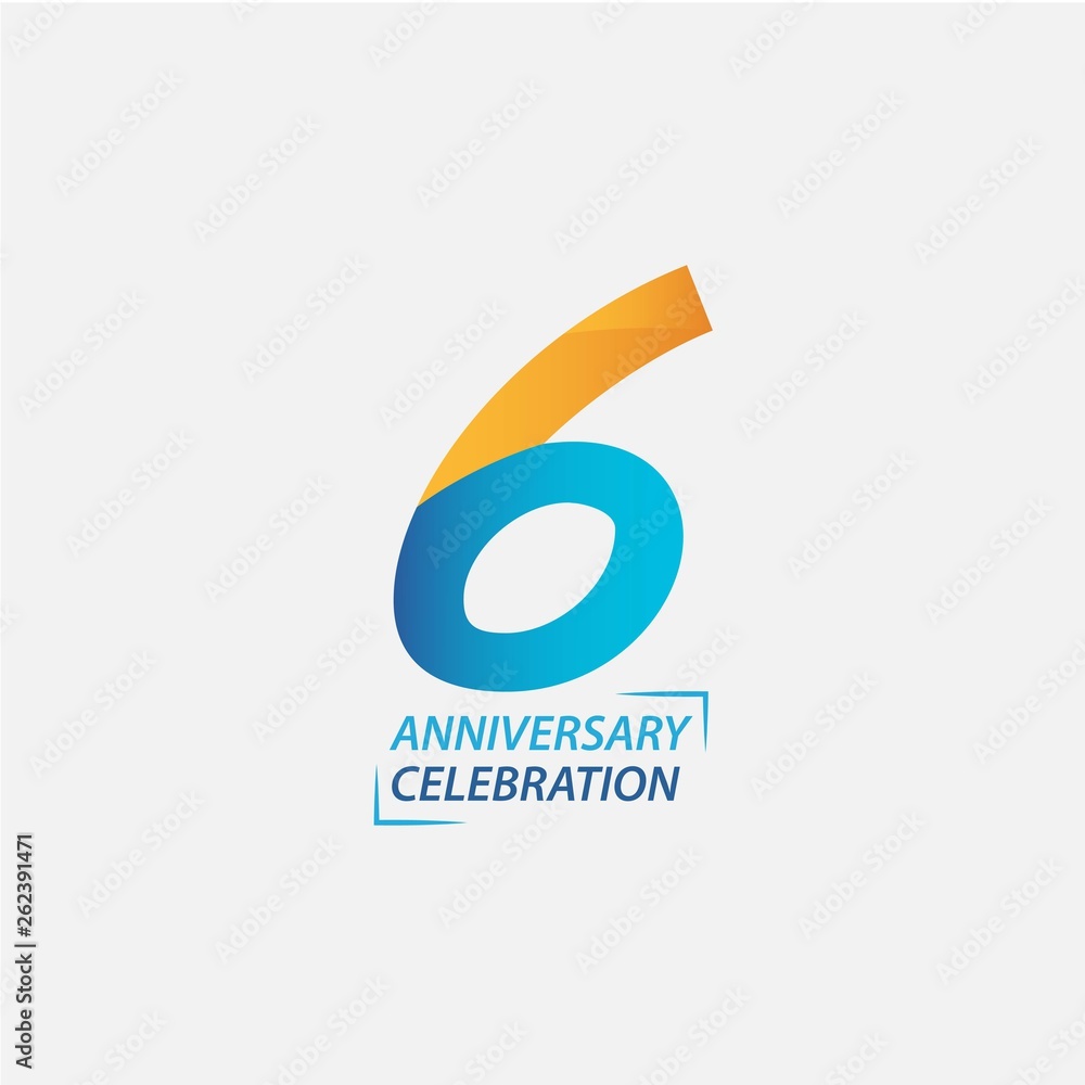 Fototapeta premium 6 Year Anniversary Celebration Vector Template Design Illustration