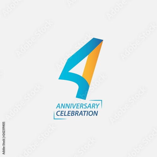 Free Download 4 Year Anniversary Celebration Vector Template Design Illustration - GFXLoad