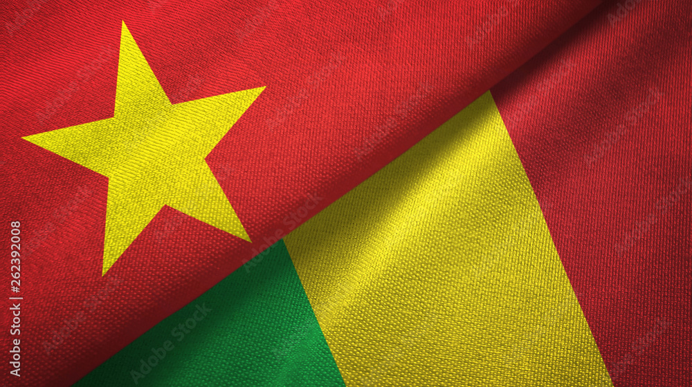 Vietnam and Mali two flags textile cloth, fabric texture Vietnam and Mali two flags textile cloth, fabric texture