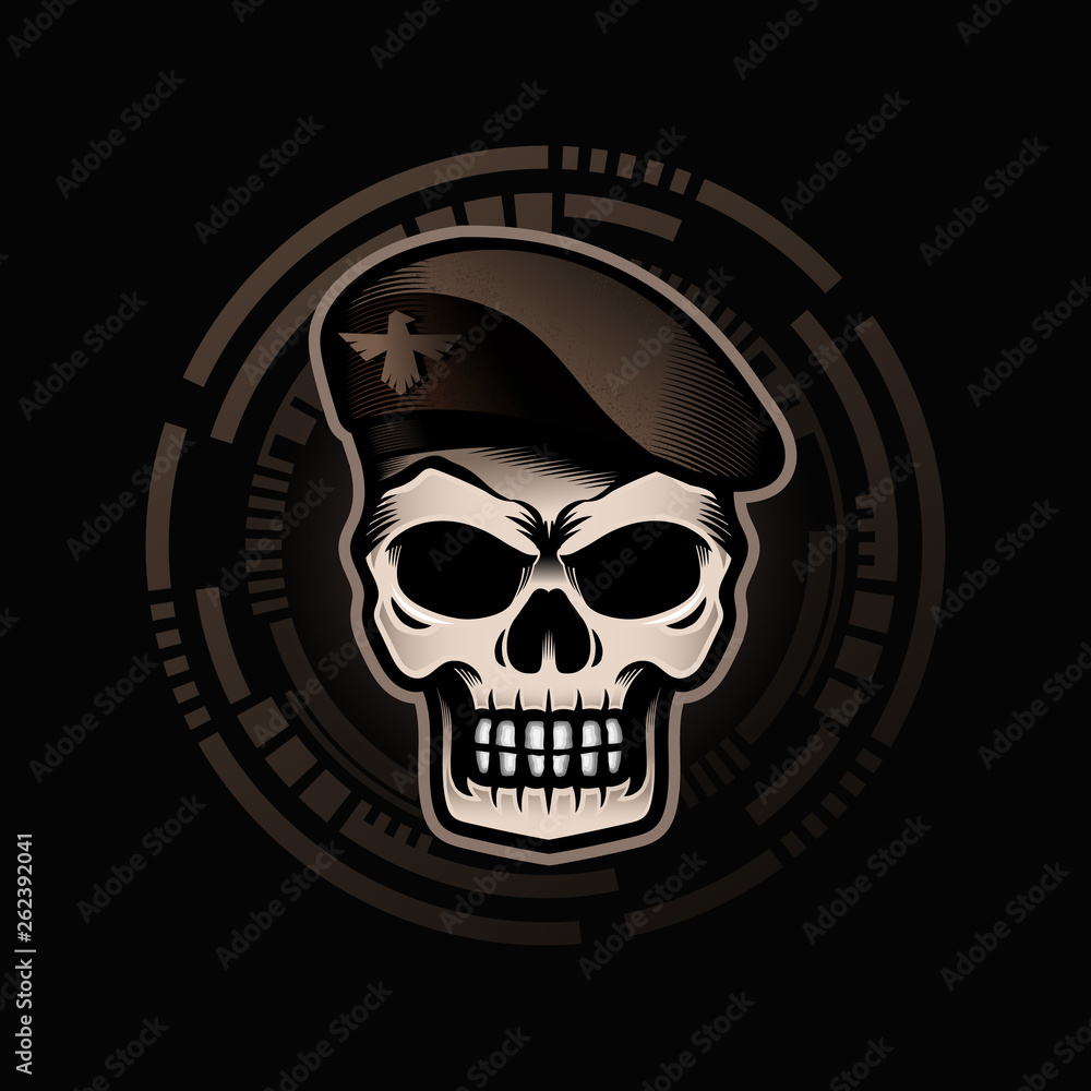 The skull wearing a beret and still looks dashing Stock Vector | Adobe Stock