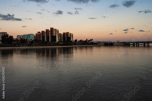 lake and buildings