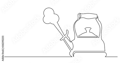continuous line drawing of boiling kettle