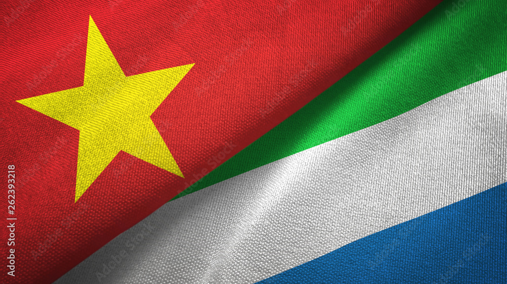 Vietnam and Sierra Leone two flags textile cloth, fabric texture Vietnam and Sierra Leone two flags textile cloth, fabric texture