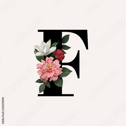 Floral letter F font
