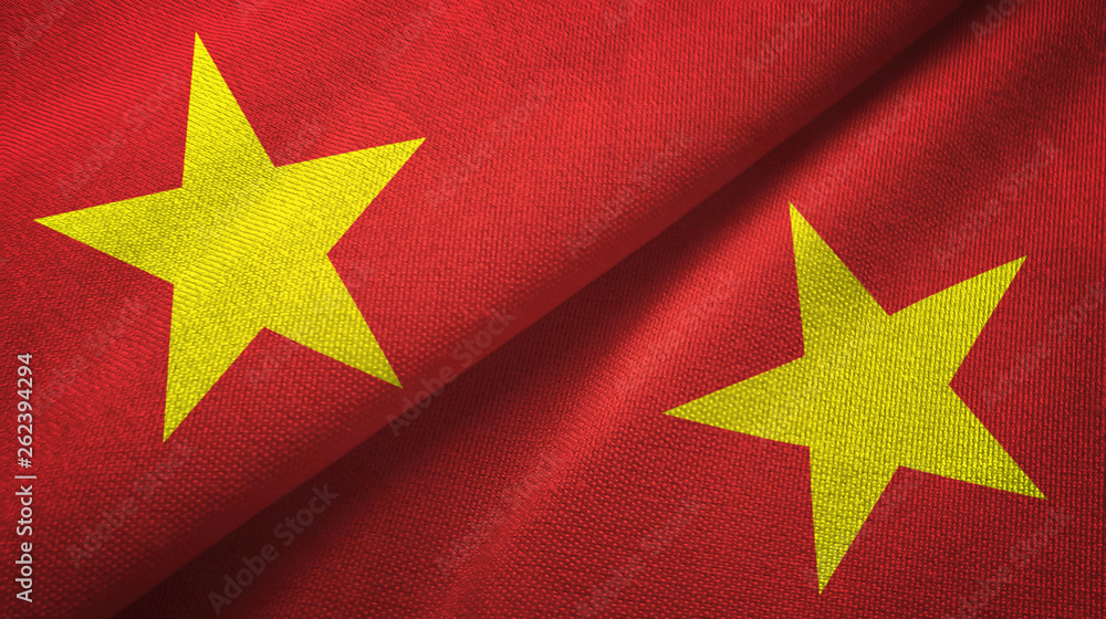 Vietnam two flags textile cloth, fabric texture Vietnam two flags textile cloth, fabric texture