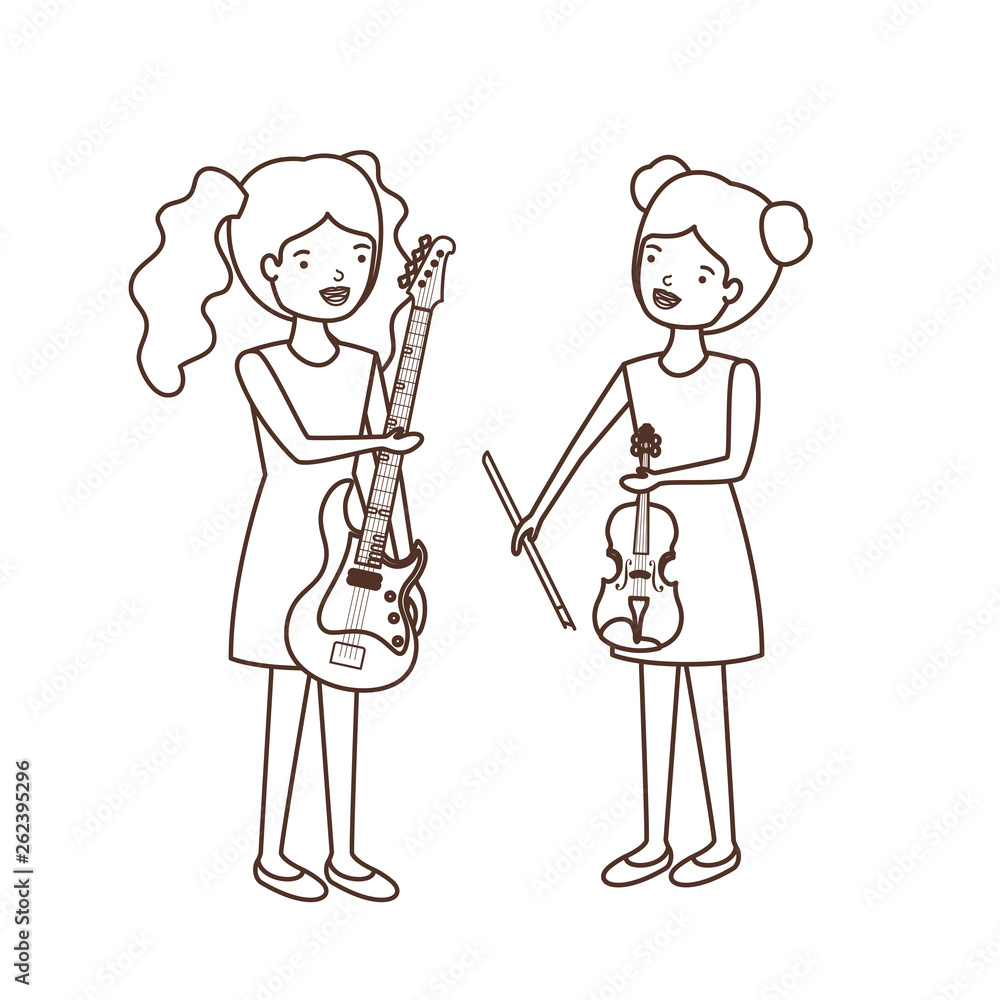 women with musical instruments character women with musical instruments character
