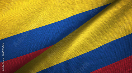 Colombia two flags textile cloth, fabric texture
