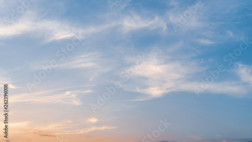 Sunset sky and white clouds abstract background.