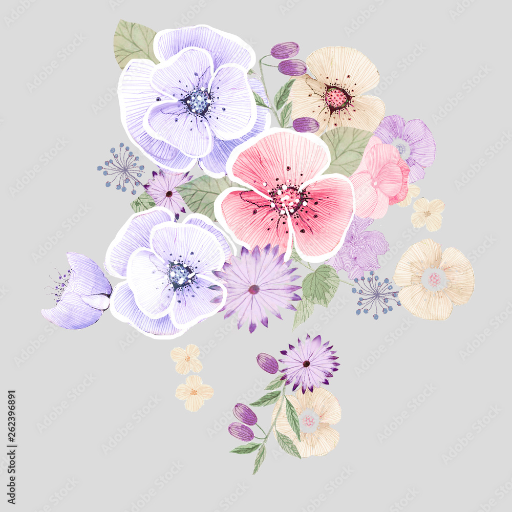 Colorful flower on white background