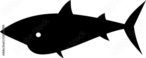 Shark silhouette on white background  Warning from large and dangerous marine fish