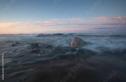 Sunset over the baltic sea photographed with long exposure. 