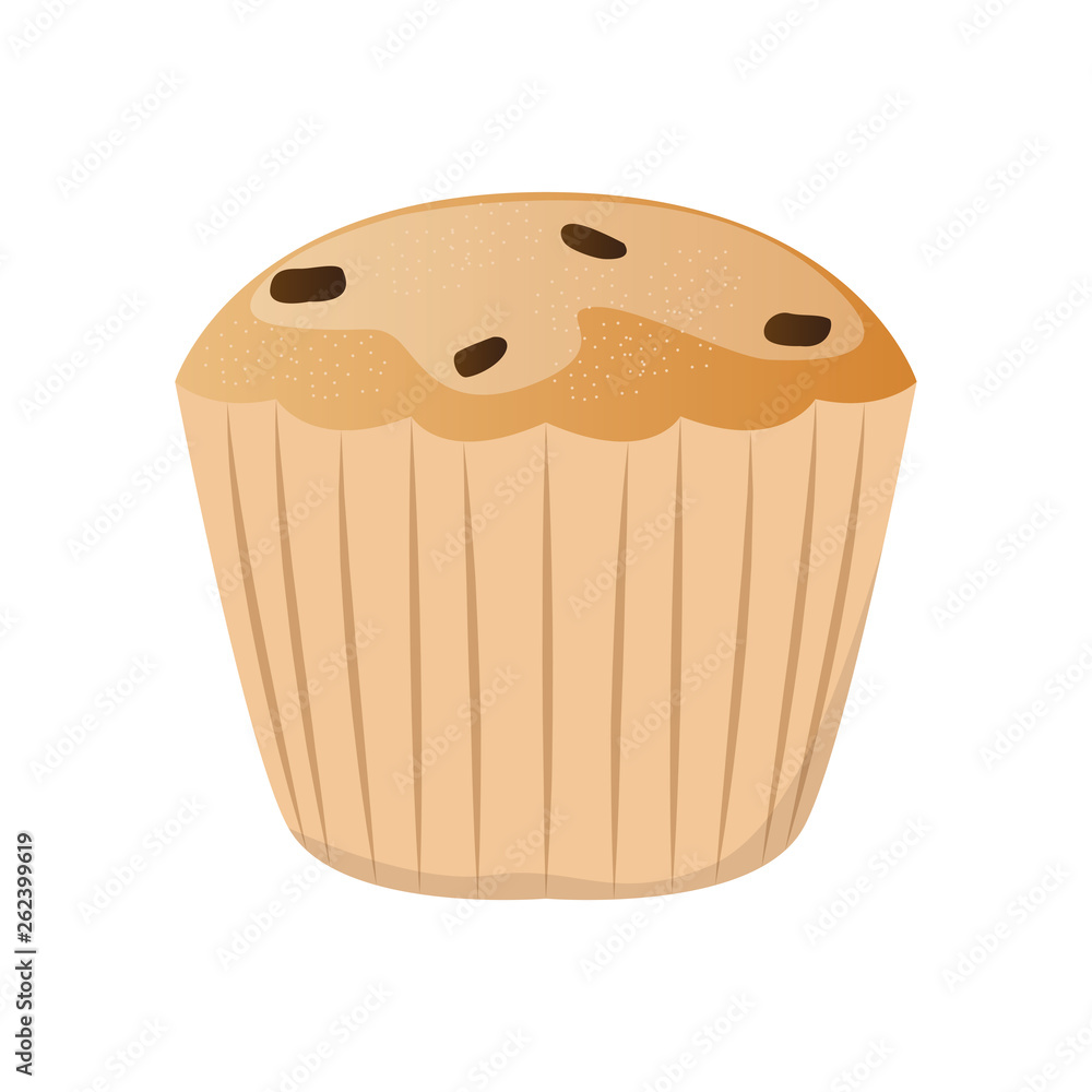 Muffin with chocolate chips. Vector illustration design Muffin with chocolate chips. Vector illustration design
