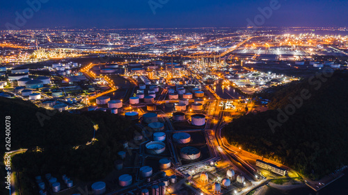 refinery oil and petroleum zone at night in Thailand