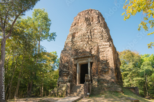 Kampong Thom, Cambodia - Dec 19 2017: Sambor Prei Kuk in Kampong Thom, Cambodia. It is part of the Temple Zone of Sambor Prei Kuk World Heritage Site.