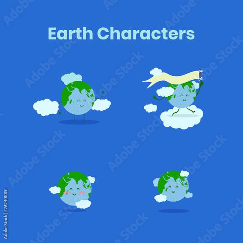 cute and funny earth character collection for earth day