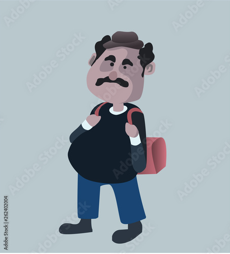 personaje, señor, gente, ilustración, chaval