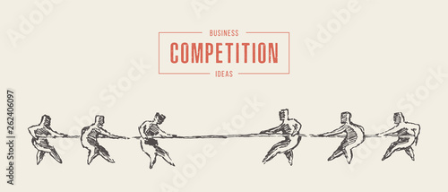 Two teams rope competition contest concept vector