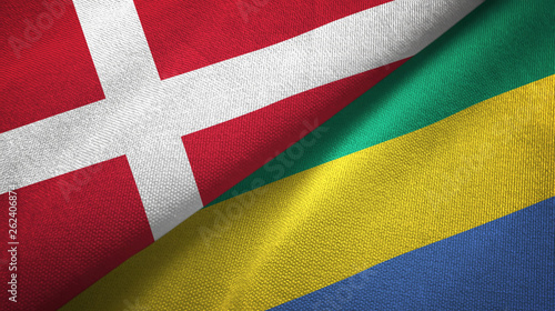 Denmark and Gabon two flags textile cloth, fabric texture