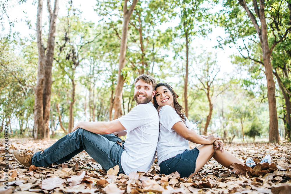 Happy Smiling Couple diversity in love moment together