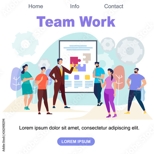 Team Work Square Banner with Copy Space.