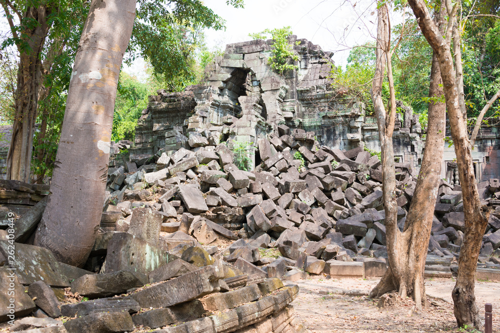 Siem Reap, Cambodia - Mar 07 2018: Beng Mealea in Siem Reap, Cambodia. It is part of Angkor World Heritage Site. Siem Reap, Cambodia - Mar 07 2018: Beng Mealea in Siem Reap, Cambodia. It is part of Angkor World Heritage Site.