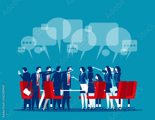 Vector illustration of meeting, The discussion, Listening & Talking, Brainstorming.