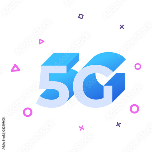  5G network wireless logo.  High-speed mobile Internet. Vector illustration