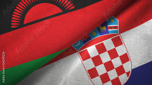 Malawi and Croatia two flags textile cloth, fabric texture