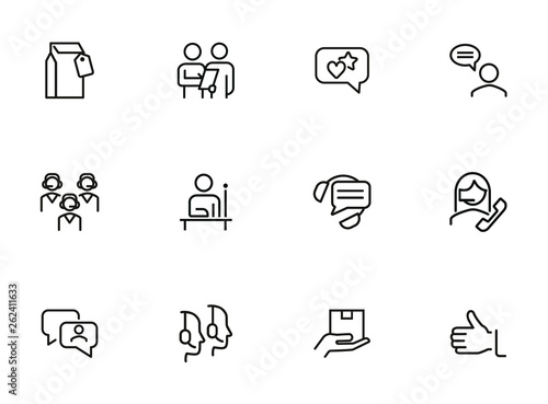 Call center line icon set