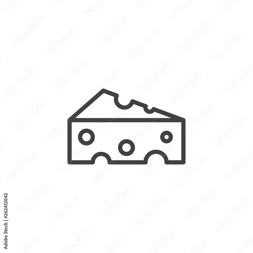 Triangular piece of cheese line icon. linear style sign for mobile concept and web design. Cheese outline vector icon. Symbol, logo illustration. Pixel perfect vector graphics Triangular piece of cheese line icon. linear style sign for mobile concept and web design. Cheese outline vector icon. Symbol, logo illustration. Pixel perfect vector graphics
