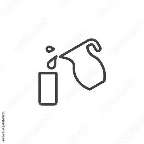 Milk pouring in glass line icon. linear style sign for mobile concept and web design. Milk glass and jug outline vector icon. Dairy product symbol, logo illustration. Pixel perfect vector graphics