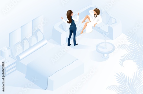 Hotel Female Manager Welcome Client at Modern Room