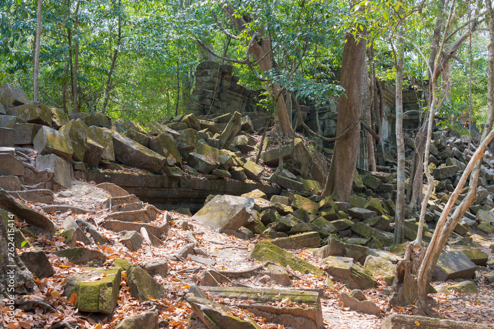 Siem Reap, Cambodia - Mar 07 2018: Beng Mealea in Siem Reap, Cambodia. It is part of Angkor World Heritage Site. Siem Reap, Cambodia - Mar 07 2018: Beng Mealea in Siem Reap, Cambodia. It is part of Angkor World Heritage Site.