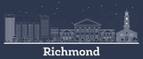 Outline Richmond Virginia City Skyline with White Buildings.