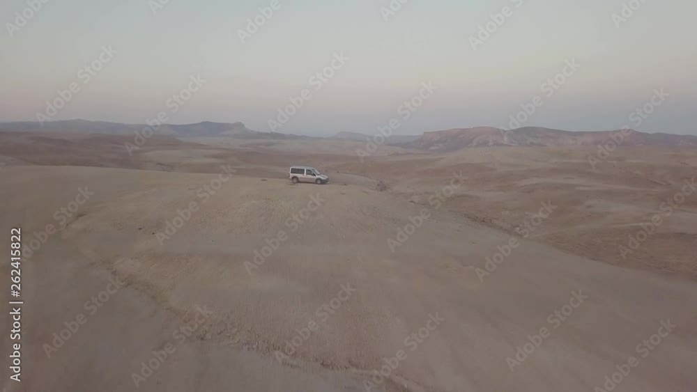 A van on top of a hill near the cliff in Mount Sodom circa March 2019 A van on top of a hill near the cliff in Mount Sodom circa March 2019