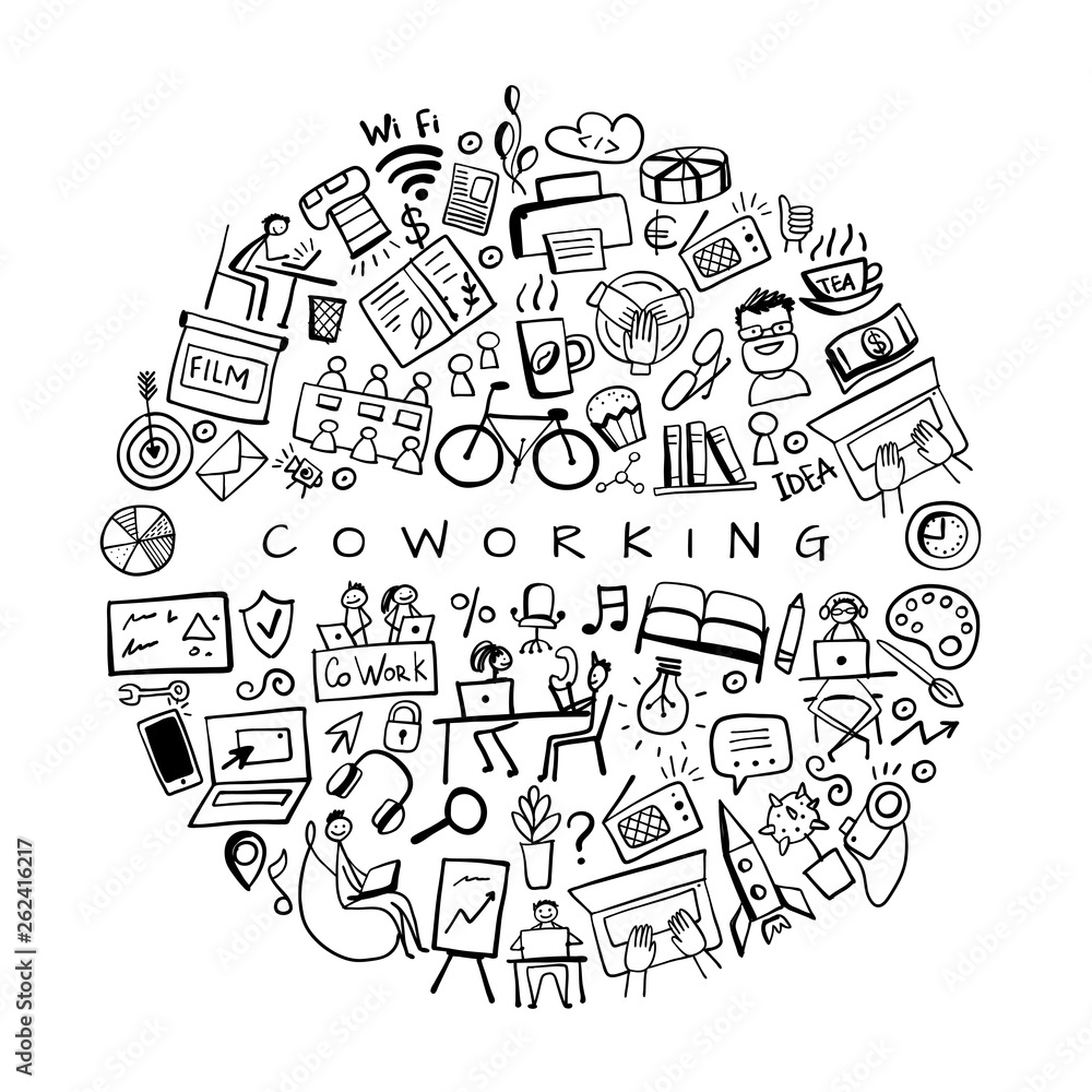 Coworking space, concept background for your design