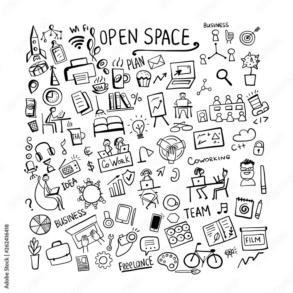 Coworking space, concept background for your design Coworking space, concept background for your design