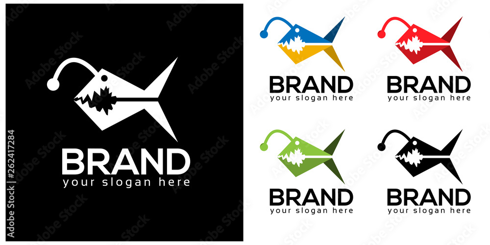 Colorful Piranha stock logo template. flat design