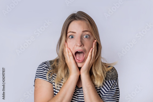 Young woman surprised.