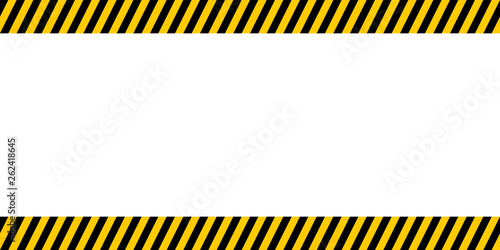 Bulletin board important announcements, yellow and black diagonal stripes, vector warn caution construction danger border