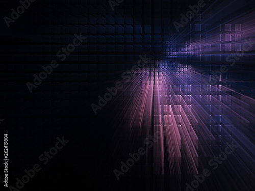Abstract violet on black background element. Fractal graphics 3d illustration. Science or technology concept.