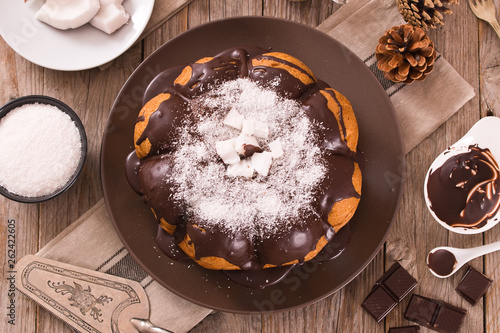 Chocolate coconut cake.