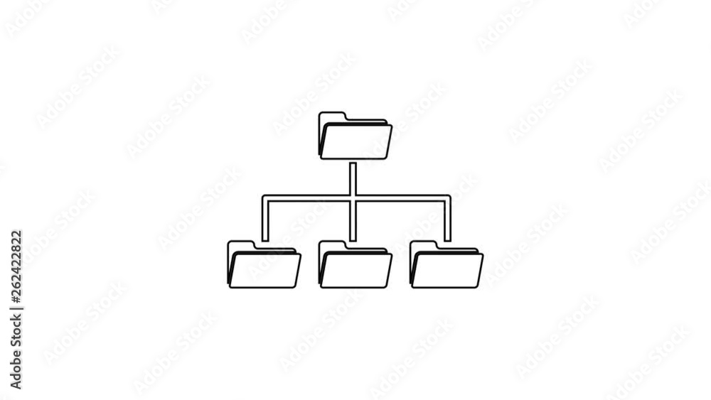 Grey Folder tree line icon on white background. Computer network file folder organization structure flowchart. 4K Video motion graphic animation Grey Folder tree line icon on white background. Computer network file folder organization structure flowchart. 4K Video motion graphic animation