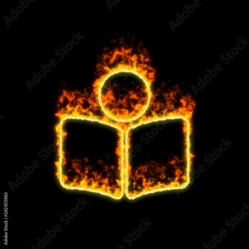 The symbol book reader burns in red fire
